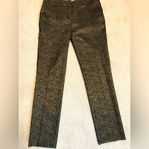 Textured jacquard bronze print ankle pants